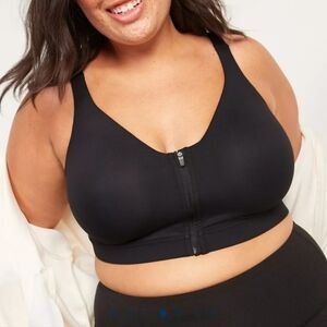 Old Navy Powersoft Zip Up Bra 40D/DD Womens Dark Blue Stretch Workout NWT
